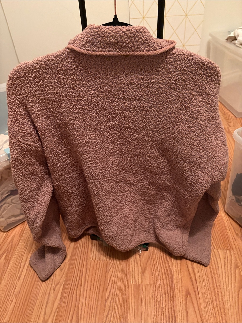 SKIMS S/M Mauve Sherpa Snap-Neck Pullover - Picture 4 of 4